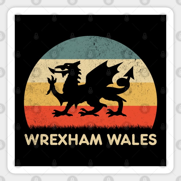 Retro Sunset Wrexham Wales Magnet by Symmetry Stunning Portrait